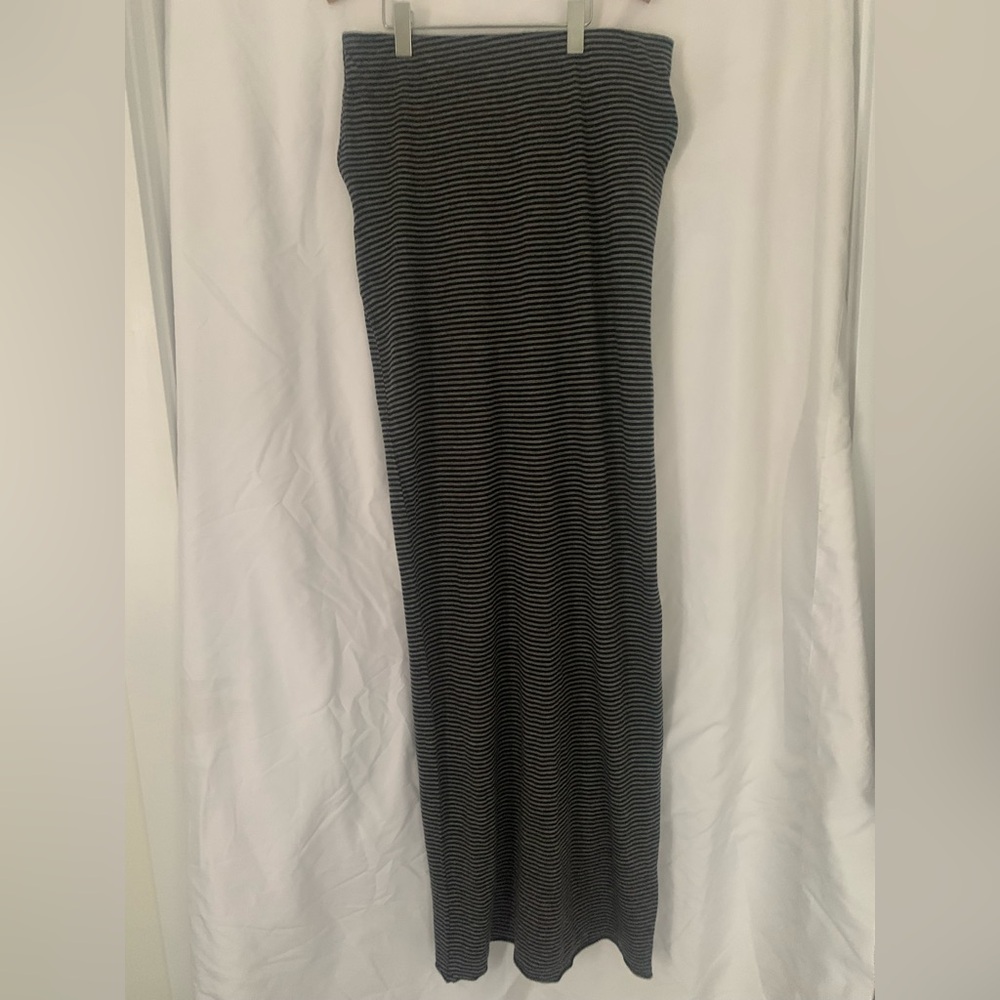 Zara Black and Gray Striped Maxi Skirt